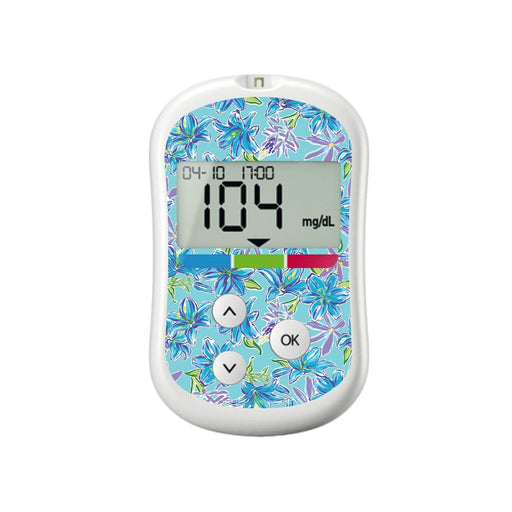 Peelz Azul Flowers for OneTouch Verio Flex Glucometer Peelz/Stickers White Smoke