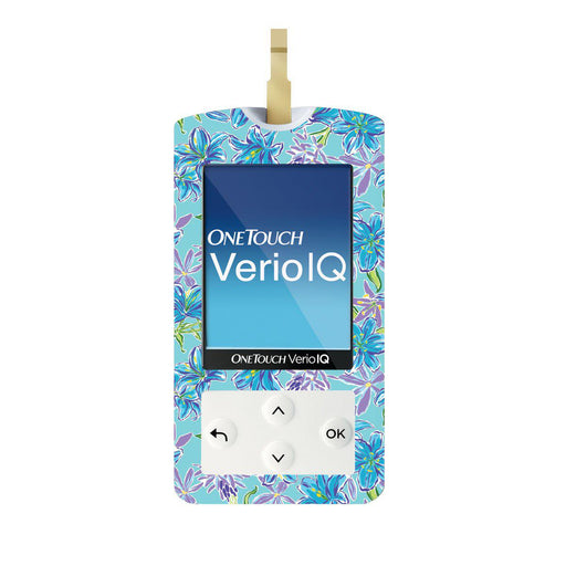 Peelz Azul Flowers for OneTouch Verio IQ Glucometer Peelz/Stickers White Smoke