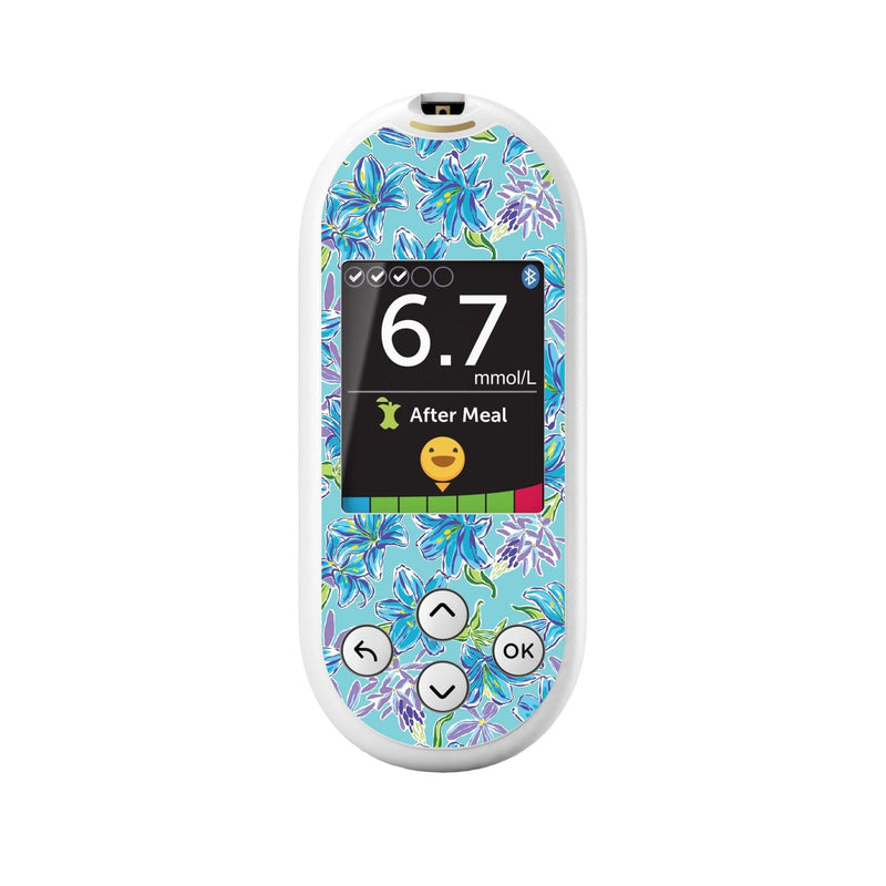 Peelz Azul Flowers for OneTouch Verio Reflect Glucometer Peelz/Stickers White Smoke