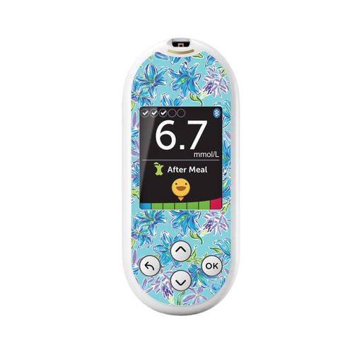 Peelz Azul Flowers for OneTouch Verio Reflect Glucometer Peelz/Stickers White Smoke