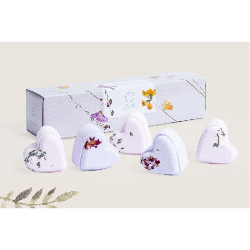 Lizush Set of 5 Heart Shaped Shower Steamers Package  - in a Gift Box - Can be personalized Unisex gift set Antique White No,Yes
