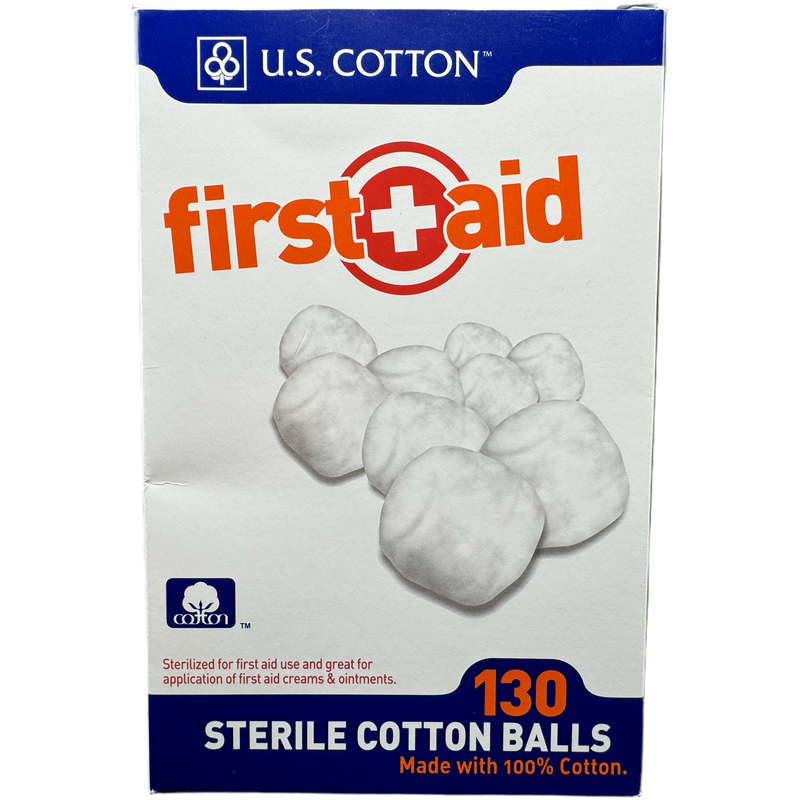 U.S. Cotton U.S. Cotton First Aid Sterile Cotton Balls 130 count First Aid Supplies Light Gray