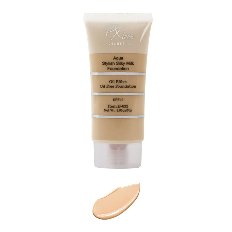 Prolux Cosmetics Aqua Stylish Silky Milk Oil Free Foundation Face Foundation White Smoke 11 Golden Natural