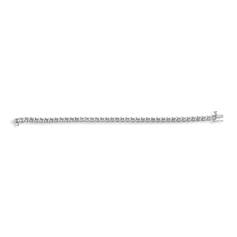 Bids.com .925 Sterling Silver 1/4 Cttw Diamond Station and S Link Bracelet Bracelets White Smoke White.Sterling Silver / 7