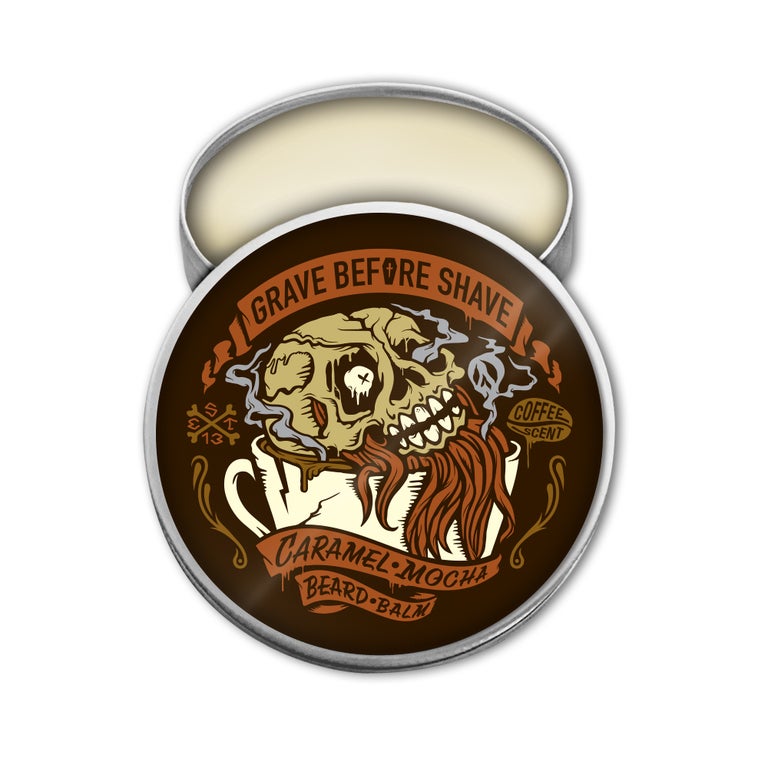 Grave Before Shave Grave Before Shave Beard Balm 2oz. tins Balms Light Gray Caramel Mocha Blend