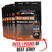 Elijah's Xtreme Beer Maple BBQ Beef Jerky - 6 bags (1lb) Beef Jerky White Smoke