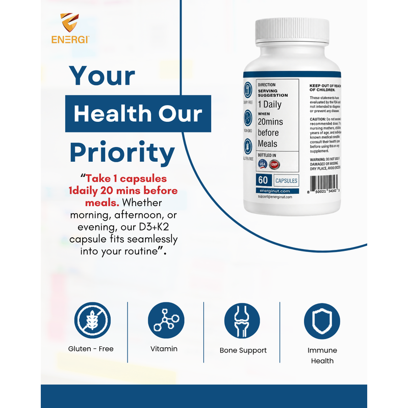 Energi Nutrition D3+K2 Capsules White Smoke