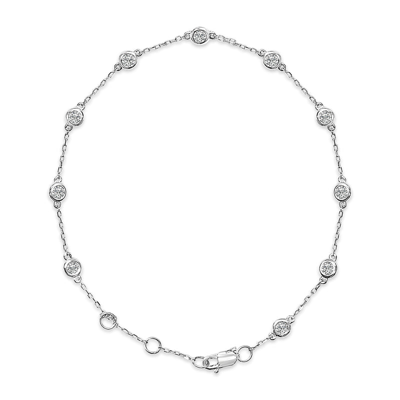 Bids.com 14K White Gold 1/2 Cttw Bezel Set Lab Grown Diamond Station Bracelet Bracelets White Smoke White.Gold / 7
