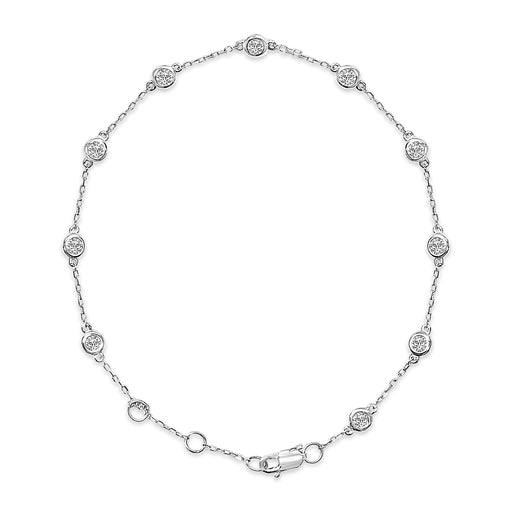 Bids.com 14K White Gold 1/2 Cttw Bezel Set Lab Grown Diamond Station Bracelet Bracelets White Smoke White.Gold / 7