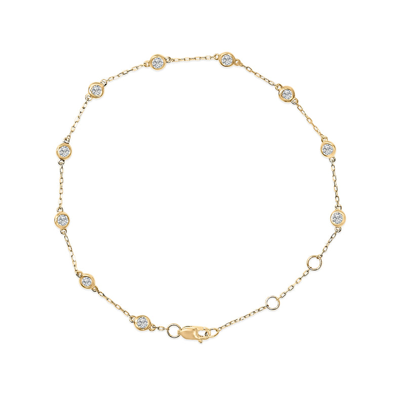 Bids.com 14K White Gold 1/2 Cttw Bezel Set Lab Grown Diamond Station Bracelet Bracelets White Smoke Yellow.Gold / 7