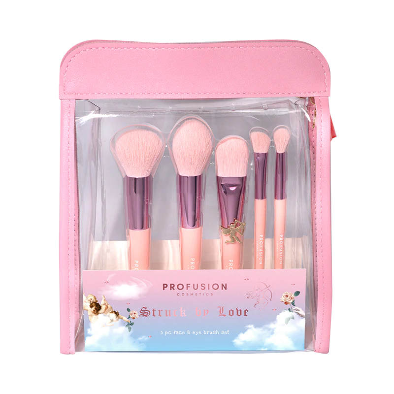 Profusion Cosmetics Dear Cupid - Struck By Love 5 PC Face & Eye Brush Set Pink