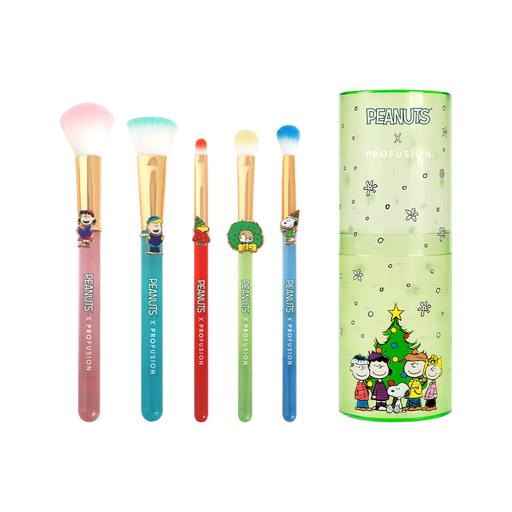 Profusion Cosmetics Peanuts Holiday | Merry & Bright Brush Set with Case Brush Pale Goldenrod