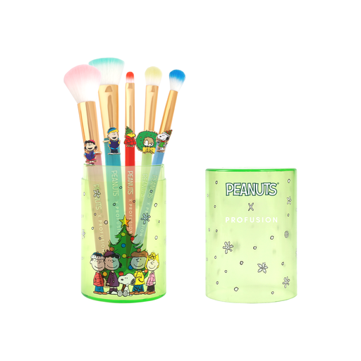 Profusion Cosmetics Peanuts Holiday | Merry & Bright Brush Set with Case Brush Pale Goldenrod
