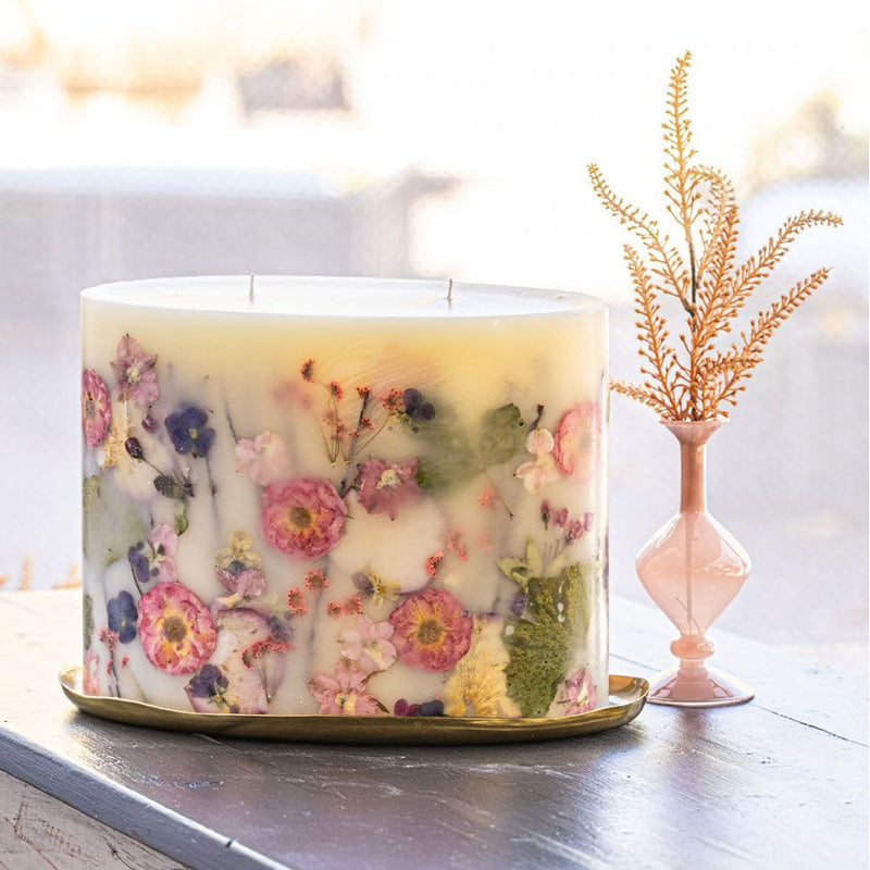 Rosy Rings Gold Centerpiece Botanical Candle Plate Candle Plate White Smoke