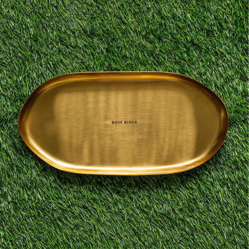 Rosy Rings Gold Statement Botanical Candle Plate Candle Plate Dark Olive Green