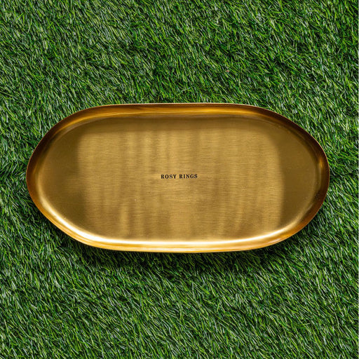 Rosy Rings Gold Statement Botanical Candle Plate Candle Plate Dark Olive Green