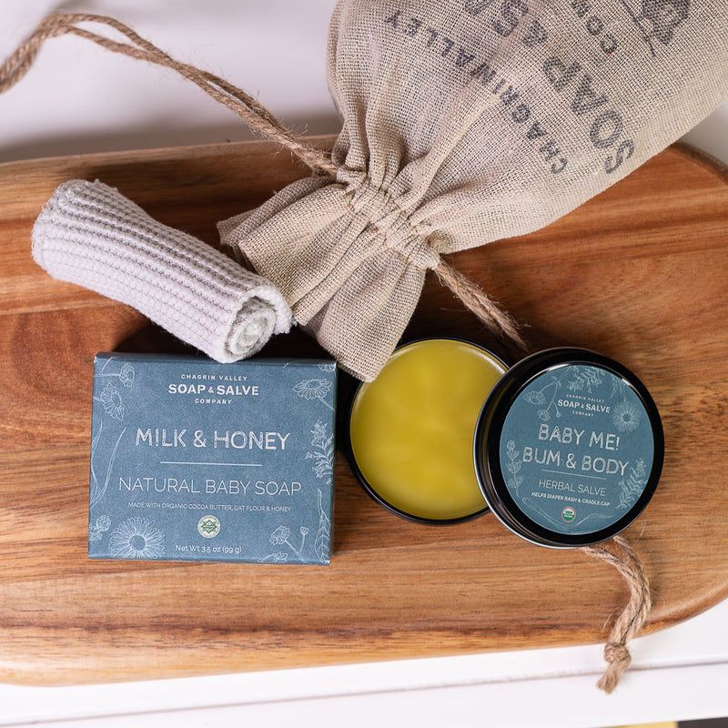 Chagrin Valley Soap & Salve Bundle: Baby Me! Organic Skin Care Bundle Gift Rosy Brown Baby Bundle