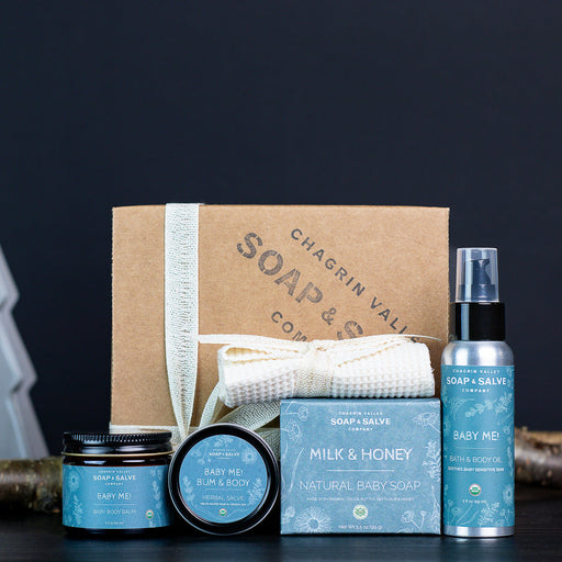 Chagrin Valley Soap & Salve Gift: Baby Skin Care Gift Gray Baby Skin Care Gift