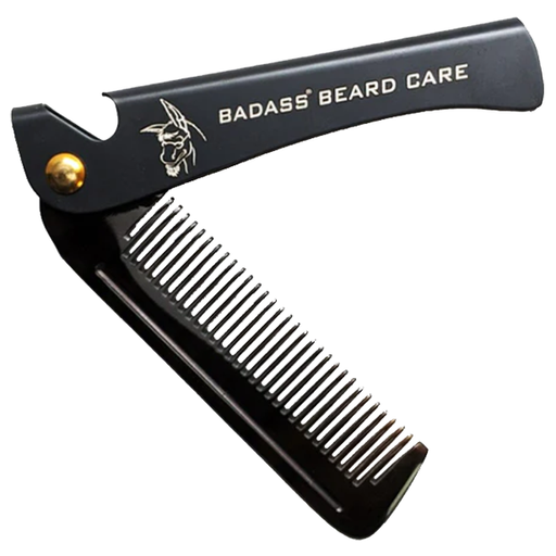 Badass Beard Care 2-in-1 Folding Ox Horn Comb COMB Dark Slate Gray