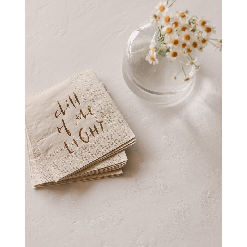 Be A Heart Baptism Child of the Light Cocktail Napkins Paper Napkins Light Gray
