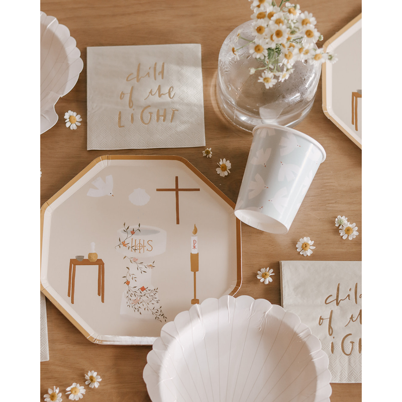 Be A Heart Baptism Luncheon Plates party goods Dark Gray