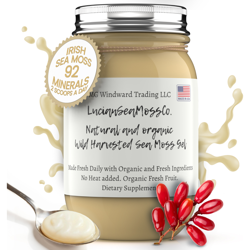 MG Windward Trading LLC Barberry Infused Organic Sea Moss Gel Herbal Gel Light Gray 8 oz. / With Agave,8 oz. / Without Agave,16 oz. / With Agave,16 oz. / Without Agave,32 oz. / With Agave,32 oz. / Without Agave