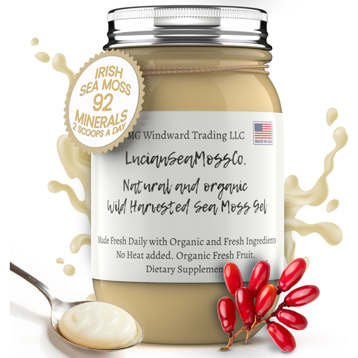 MG Windward Trading LLC Barberry Infused Organic Sea Moss Gel Herbal Gel Light Gray 8 oz. / With Agave,8 oz. / Without Agave,16 oz. / With Agave,16 oz. / Without Agave,32 oz. / With Agave,32 oz. / Without Agave
