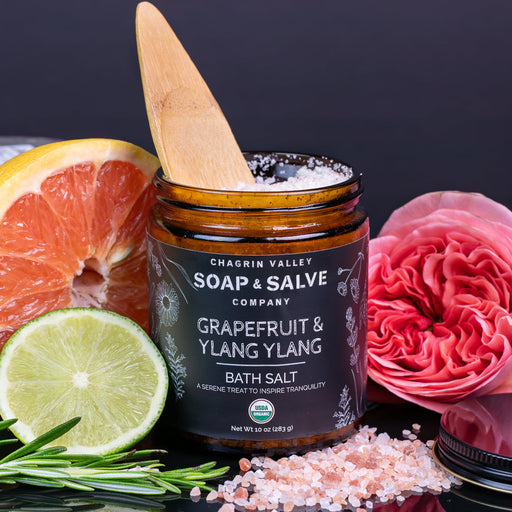 Chagrin Valley Soap & Salve Bath Salt: Grapefruit Ylang Ylang Bath Salt Dark Salmon 10 oz net wt