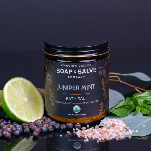 Chagrin Valley Soap & Salve Bath Salt: Juniper Mint Bath Salt Dark Slate Gray 10 oz net wt
