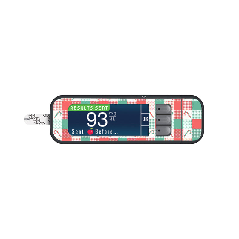 Peelz Peppermint Plaid Bayer Contour Next Glucometer Sticker - Pump Peelz Peelz/Stickers White Smoke
