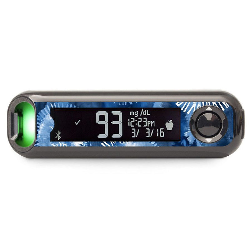 Peelz Monochrome Blue Tie Dye Bayer Contour© Next One Glucometer Peelz/Stickers Black