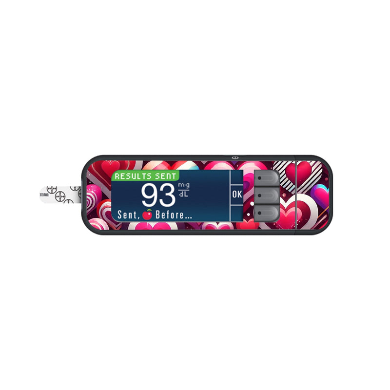 Peelz Sparkly Hearts Sticker for Bayer Contour Next Glucometer Peelz/Stickers White Smoke