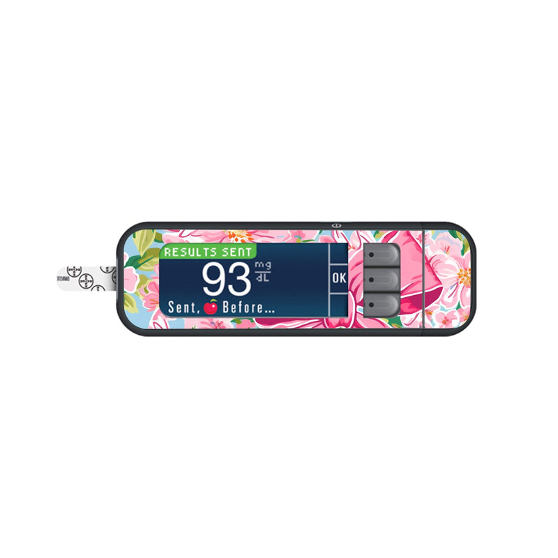 Peelz Blossom Bows Sticker for Bayer Contour Next Glucometer Peelz/Stickers White Smoke