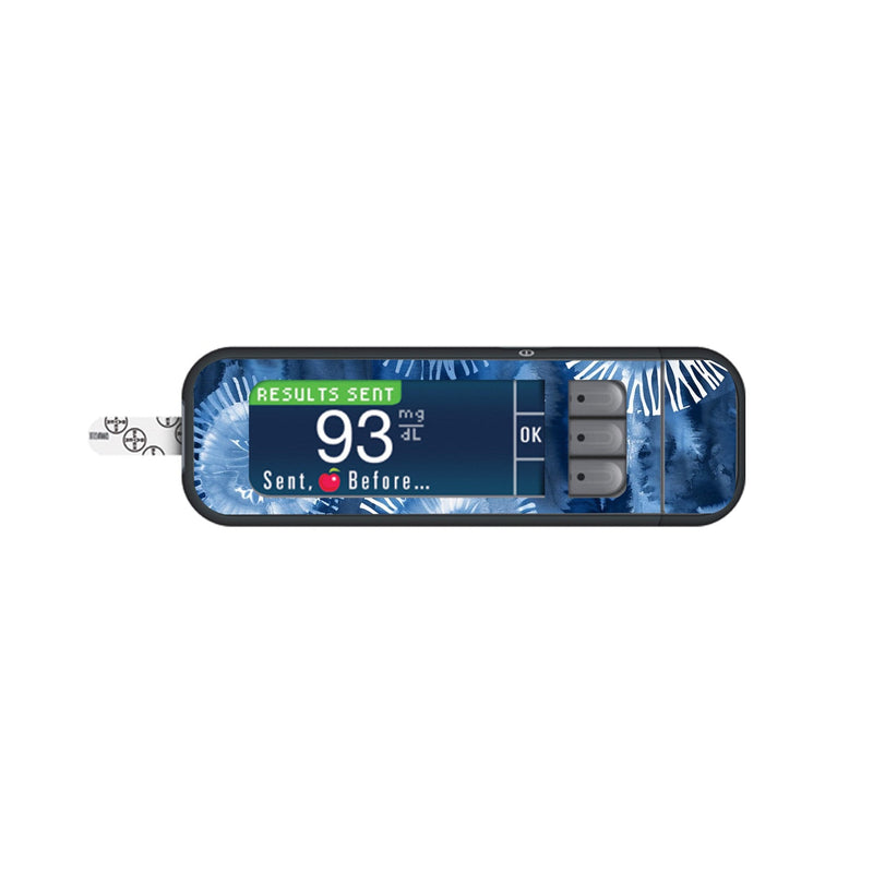 Peelz Monochrome Blue Tie Dye Sticker for Bayer Contour Next Glucometer Peelz/Stickers White Smoke