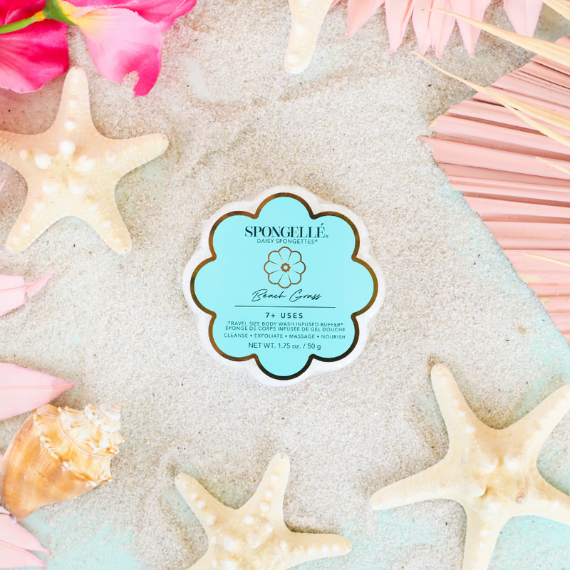 Spongellé Beach Grass | Daisy Spongette Body Wash Infused Buffer Light Gray