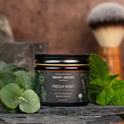 Chagrin Valley Soap & Salve After Shave & Beard Balm: Fresh Mint Shave Balm Dark Olive Green 2 fl oz Jar