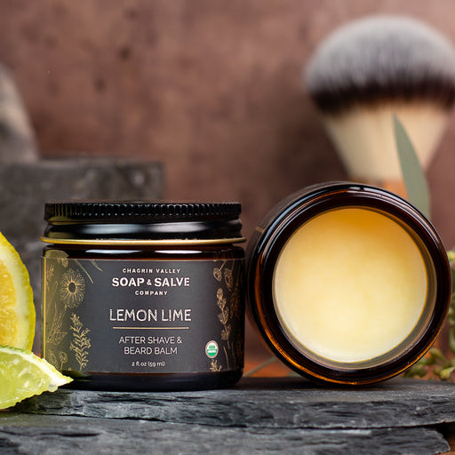 Chagrin Valley Soap & Salve After Shave & Beard Balm: Lemon Lime Shave Balm Dim Gray 2 fl oz Jar