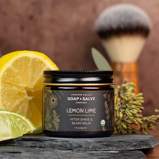 Chagrin Valley Soap & Salve After Shave & Beard Balm: Lemon Lime Shave Balm Dim Gray 2 fl oz Jar