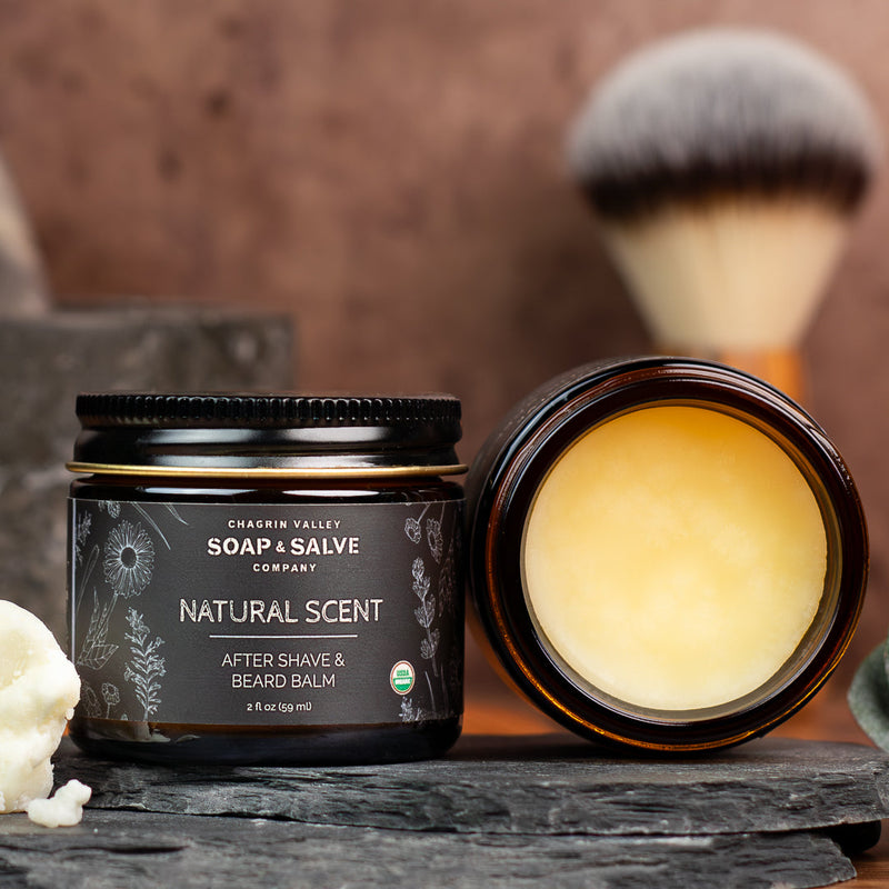 Chagrin Valley Soap & Salve After Shave & Beard Balm: Natural Scent Shave Balm Sienna 2 fl oz Jar