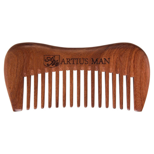 Artius Man Handmade Wood Beard Comb Saddle Brown Wide