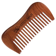 Artius Man Handmade Wood Beard Comb Saddle Brown Wide,Medium/Small