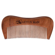 Artius Man Handmade Wood Beard Comb Sienna Medium/Small