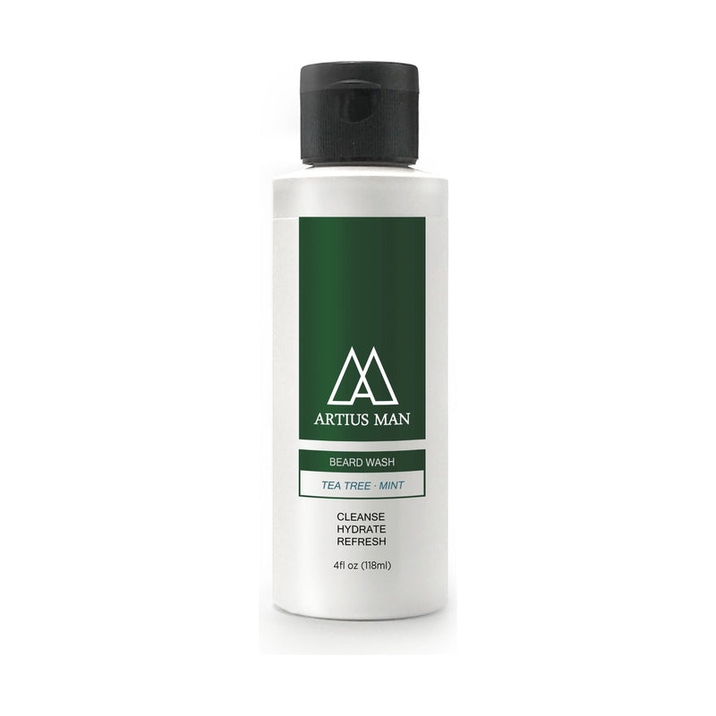 Artius Man Tea Tree Mint Beard Wash – Refreshing Cooling Beard Cleanser (4 oz) Beard Wash Light Gray 4 OZ.