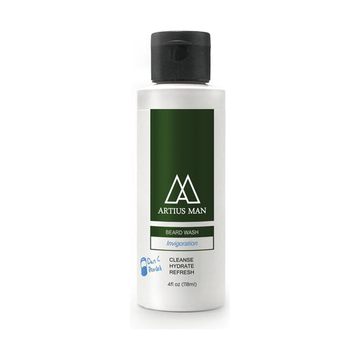 Artius Man Invigoration Beard Wash – Fresh Mint and Citrus Beard Cleanser (4 oz) Beard Wash Light Gray