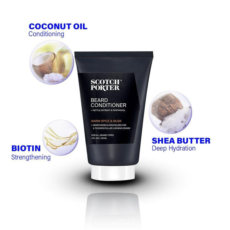 Scotch Porter Beard Conditioner Beard Care Products White Smoke Warm Spice & Powdery Musk / 7.1 oz,Warm Spice & Powdery Musk / 4 oz