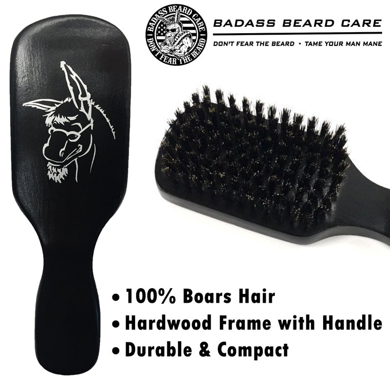 Badass Beard Care Boars Hair Beard Brush with Handle BRUSH Black BABC