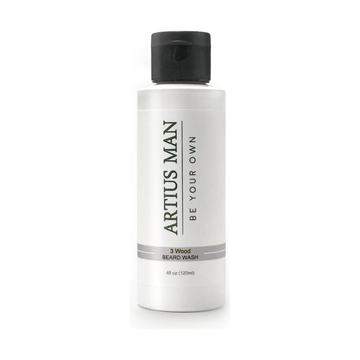 Artius Man 3 Wood Beard Wash – Luxury Hinoki, Sandalwood, and Oud Beard Cleanser (4 oz) Beard Wash Light Gray