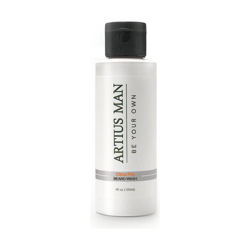 Artius Man Citrus Fire Beard Wash – Citrus and Smooth Spice Beard Cleanser (4 oz) Beard Wash Light Gray 4 oz.