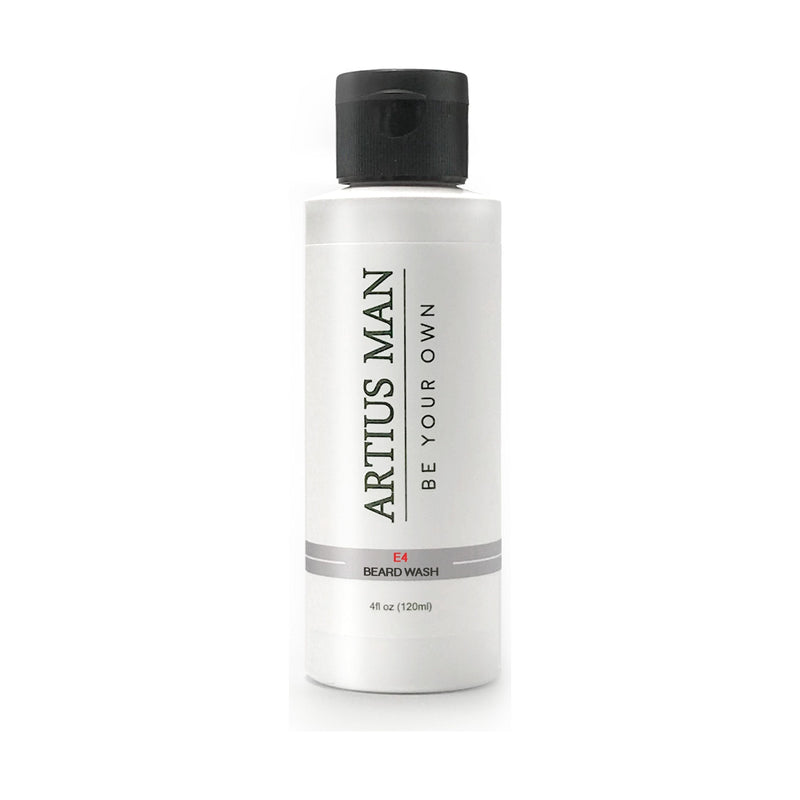 Artius Man E4 Beard Wash – Signature Citrus and Wood Beard Cleanser (4 oz) Beard Wash Light Gray 4 OZ.
