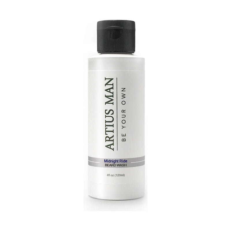 Artius Man Midnight Ride Beard Wash – Spicy Black Licorice Beard Cleanser (4 oz) Beard Wash Light Gray 4 oz.